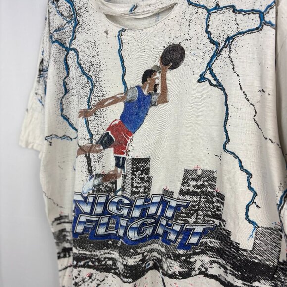 Rare Vintage "Night Flight" Basketball Graphic Tee - Picture 2 of 5